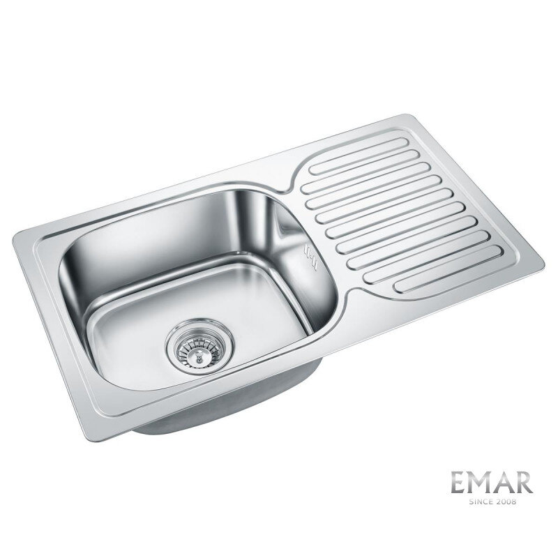 Изображение товара Мойка кухонная Emar Steel 302A, 76 см, нержавеющая сталь, цвет сталь глянец