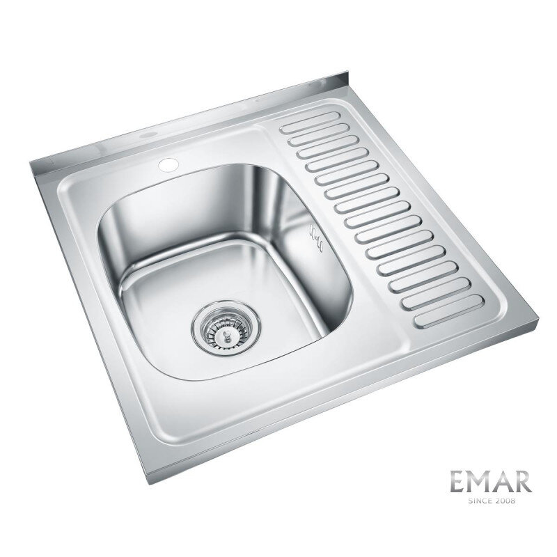 Изображение товара Кухонная мойка Emar Steel T6060LQ из нержавеющей стали, глянцевая, 60 см Изображение товара Кухонная мойка Emar Steel T6060LQ из нержавеющей стали, глянцевая, 60 см