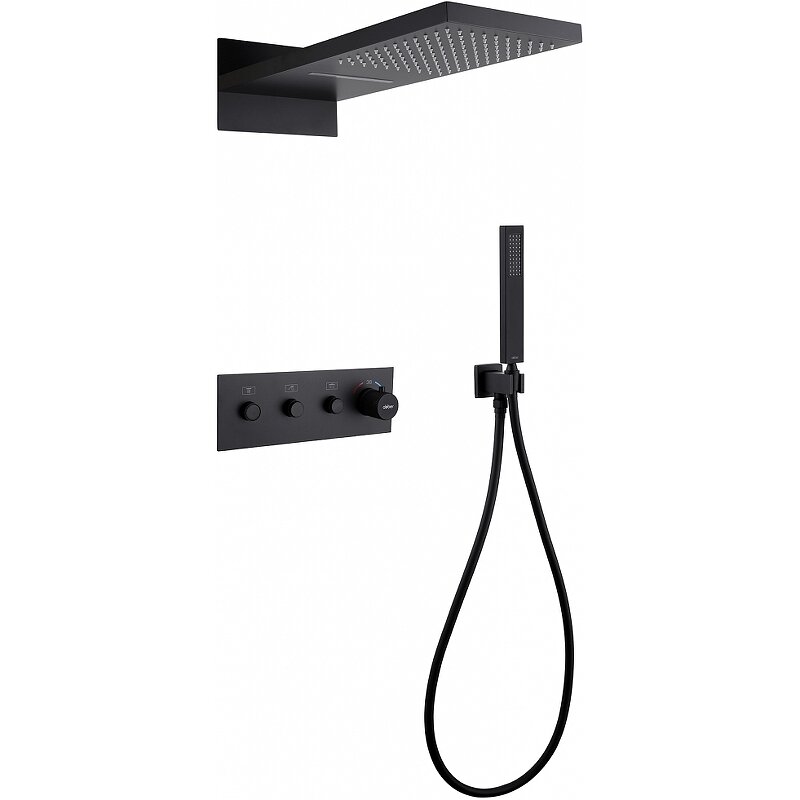 Изображение товара Душевая система Abber Rund AF8752B термостатическая на 3 потребителя черный матовый