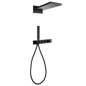 Изображение товара Душевая система Abber Rund AF8752B, термостатическая, с внутренней частью, цвет черный матовый