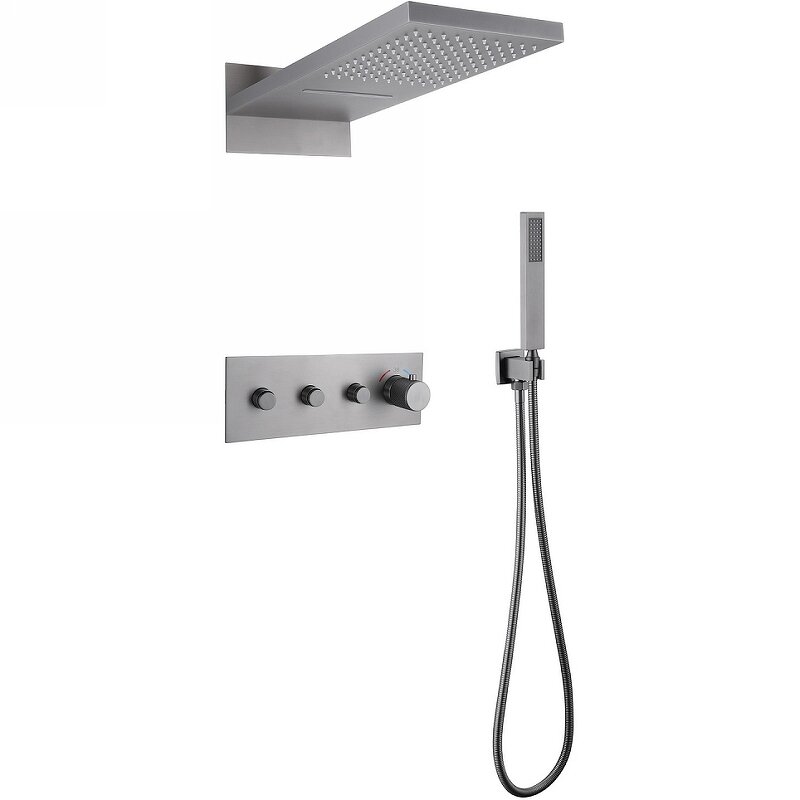 Изображение товара Душевая система Abber Rund AF8752NG термостатическая никель 2 потребителя