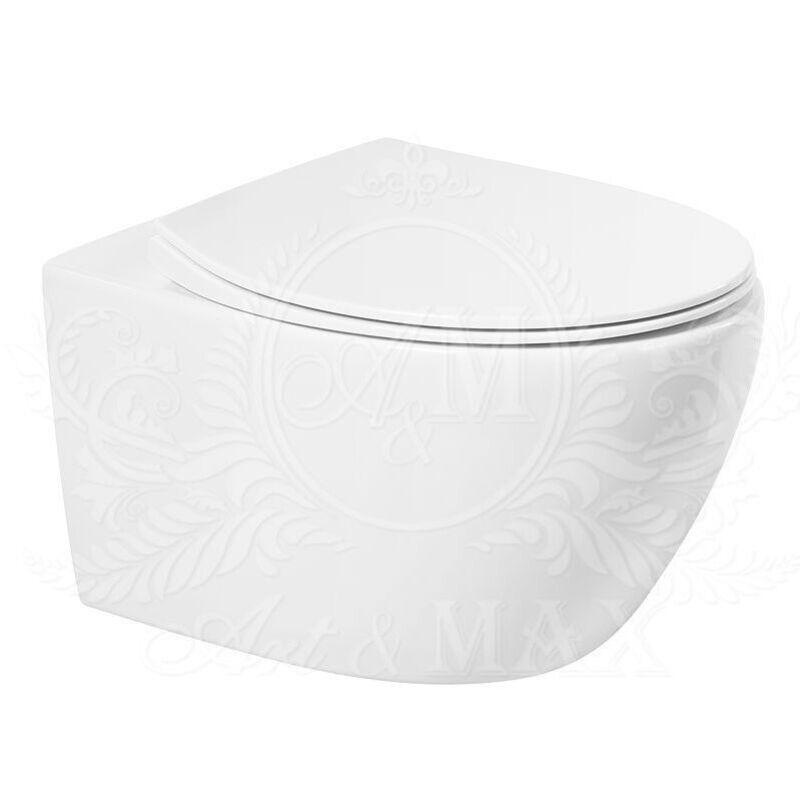 Изображение товара Унитаз подвесной Art&Max Elegant AM9316CHR/SC, безободковый, сиденье микролифт, белый