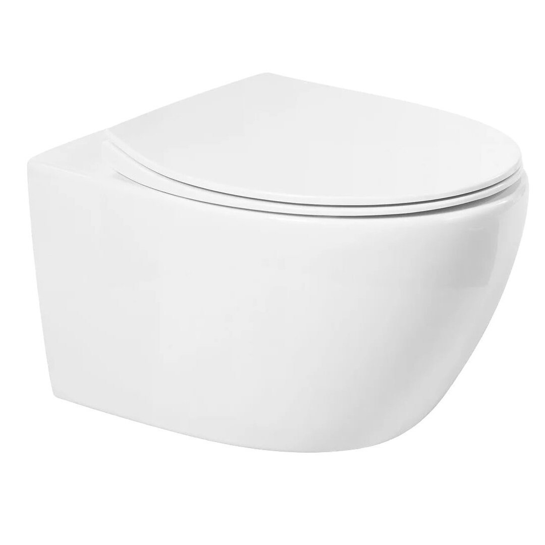 Изображение товара Унитаз подвесной Art&Max Elegant AM9316CHR/SC, безободковый, сиденье микролифт, белый Изображение товара Унитаз подвесной Art&Max Elegant AM9316CHR/SC, безободковый, сиденье микролифт, белый