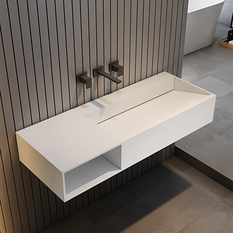 Изображение товара Тумба с раковиной Abber Stein 120х46 см из искусственного камня белая