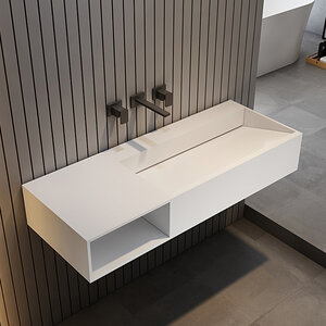 Изображение товара Тумба с раковиной Abber Stein, L/R, 120 x 46 см, из искусственного камня, белая, AS2640-1.2 L/AS2640-1.2 R