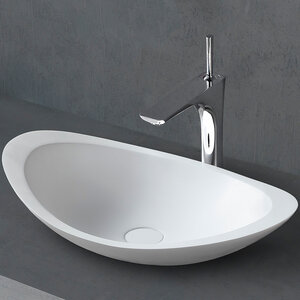 Изображение товара Раковина Abber Stein AS2606 60 см овальная накладная искусственный камень белый матовый