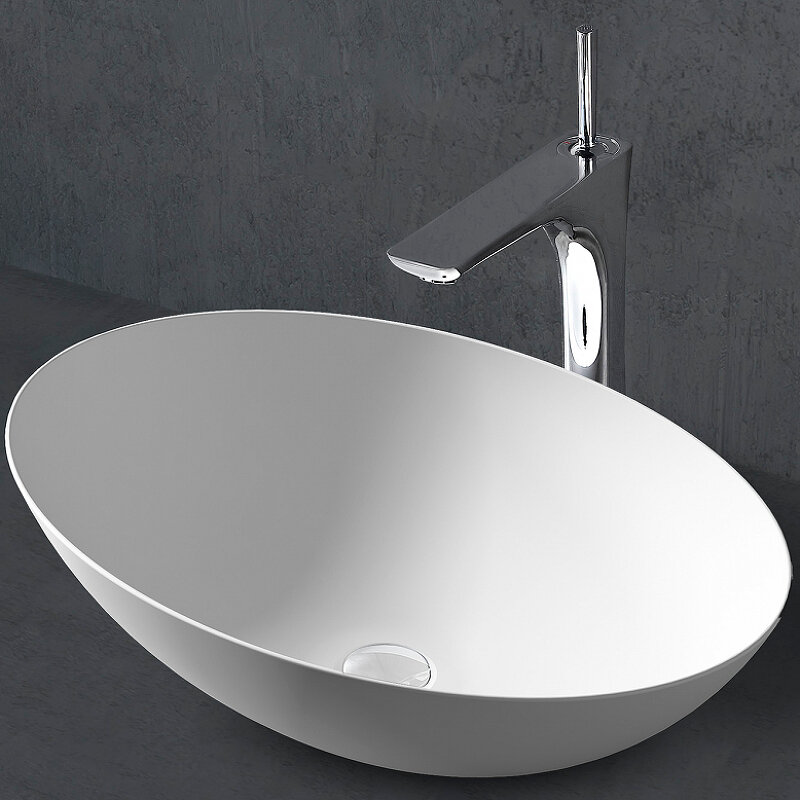 Изображение товара Раковина Abber Stein AS2609, 50 см, накладная, искусственный камень, цвет белый матовый