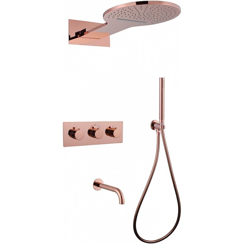 Изображение товара Душевая система Abber Wasser Kreis AF8150RG, термостатическая, на 3 потребителя, цвет розовое золото