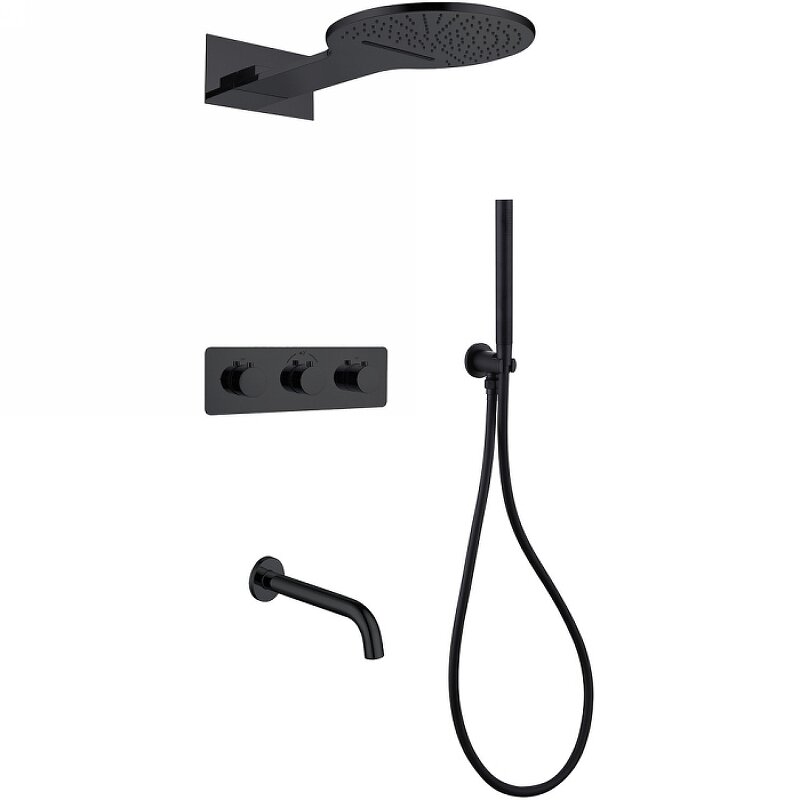 Изображение товара Душевая система Abber Wasser Kreis AF8150B термостатическая 3 канала черный матовый