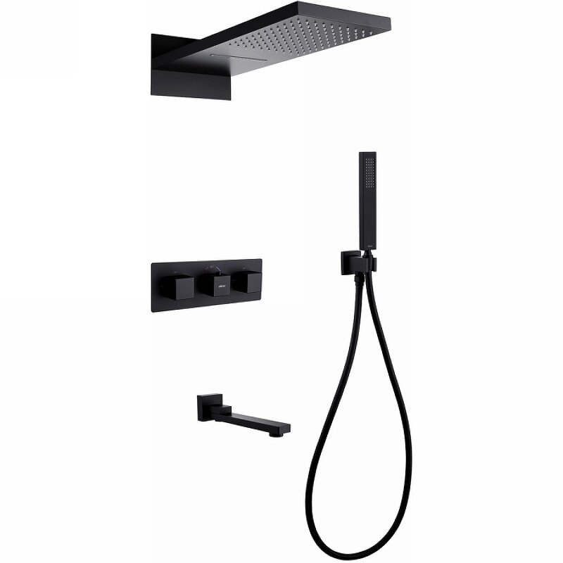 Изображение товара Душевая система Abber Daheim AF8253B термостатическая черный матовый