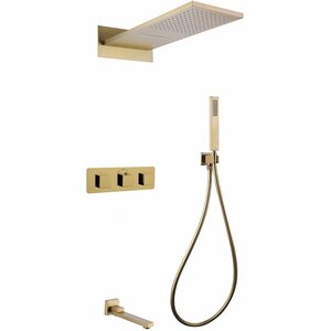 Изображение товара Душевая система Abber Daheim AF8253G, термостатическая, на 3 потребителя, цвет золото матовое