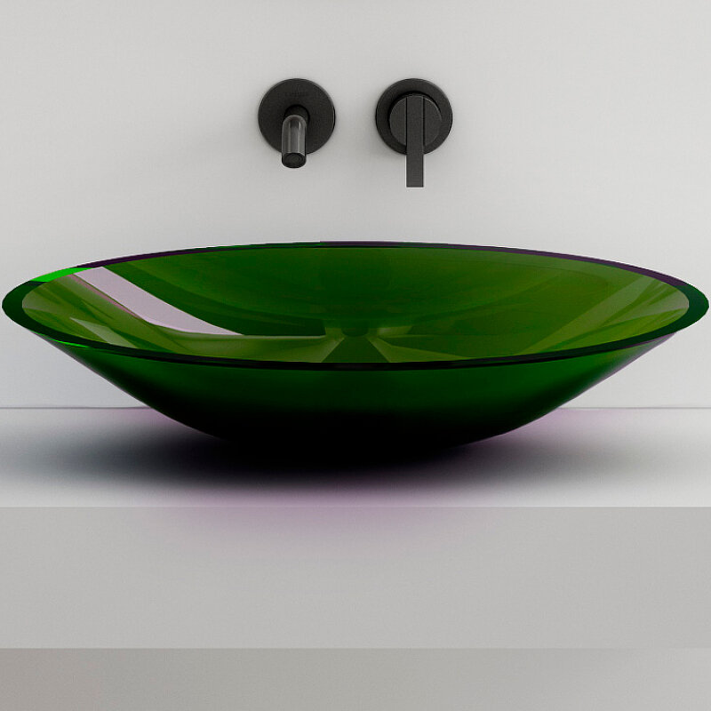 Изображение товара Раковина Abber Kristall AT2812Emerald зеленая овальная накладная 55х15 см