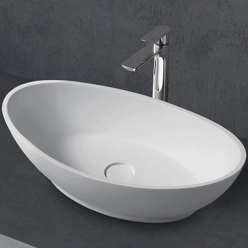 Изображение товара Раковина Abber Stein AS2610, 60 см, накладная, искусственный камень, цвет белый матовый