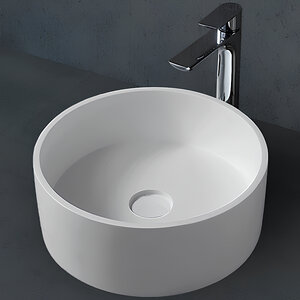 Изображение товара Раковина Abber Stein AS2612 круглая 40 см белый матовый искусственный камень