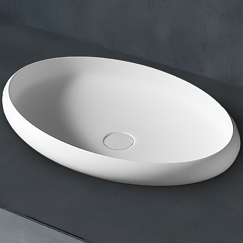 Изображение товара Раковина Abber Stein AS2614 60 см овальная накладная из искусственного камня белый матовый
