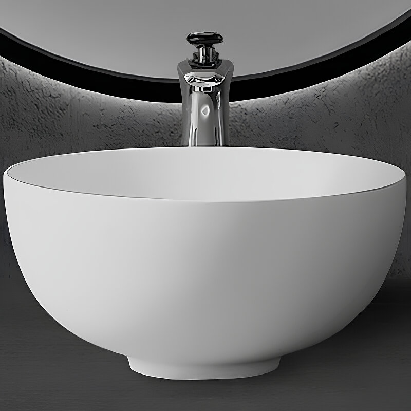 Изображение товара Раковина Abber Stein AS2617 40 см круглая накладная из искусственного камня белый матовый