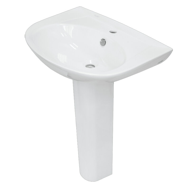 Изображение товара Раковина Sanita Luxe Classic WB.PD/Classic/65-C/WHT.G/S1 с пьедесталом PD.FS/Classic/N/WHT.G/S1