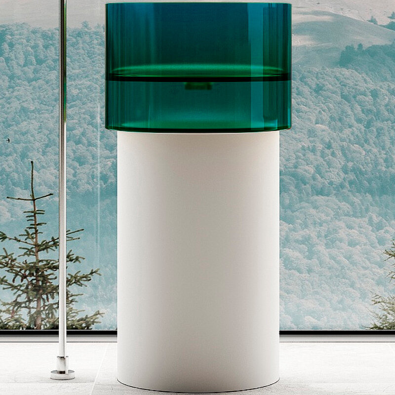 Изображение товара Раковина напольная Abber Kristall AT2701White-Aquamarin 45x45 см, Германия