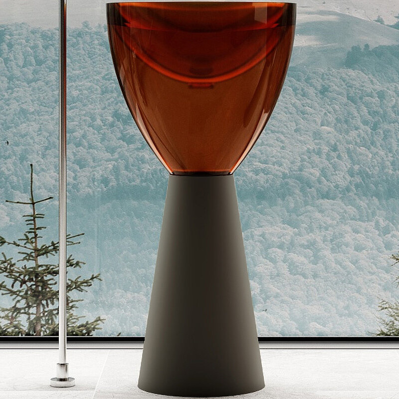 Изображение товара Раковина Abber Kristall AT2703Black-Opal, 45 х 45 см, слив в пол, с донным клапаном, цвет черный/коричневый