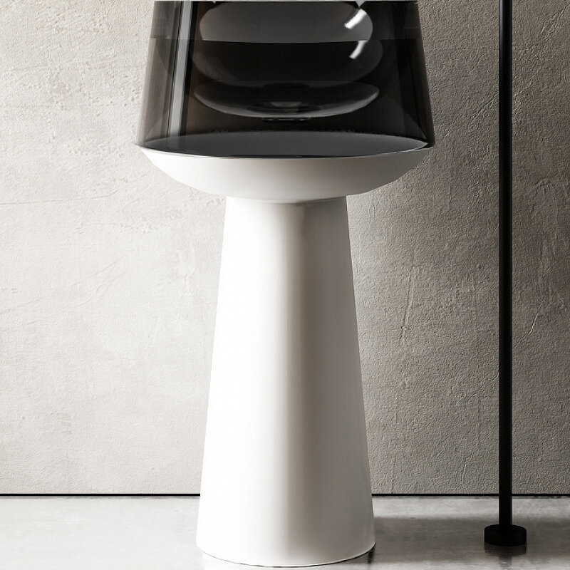 Изображение товара Раковина Abber Kristall AT2706White-Onyx 50x50 см, слив в пол, белый/черный