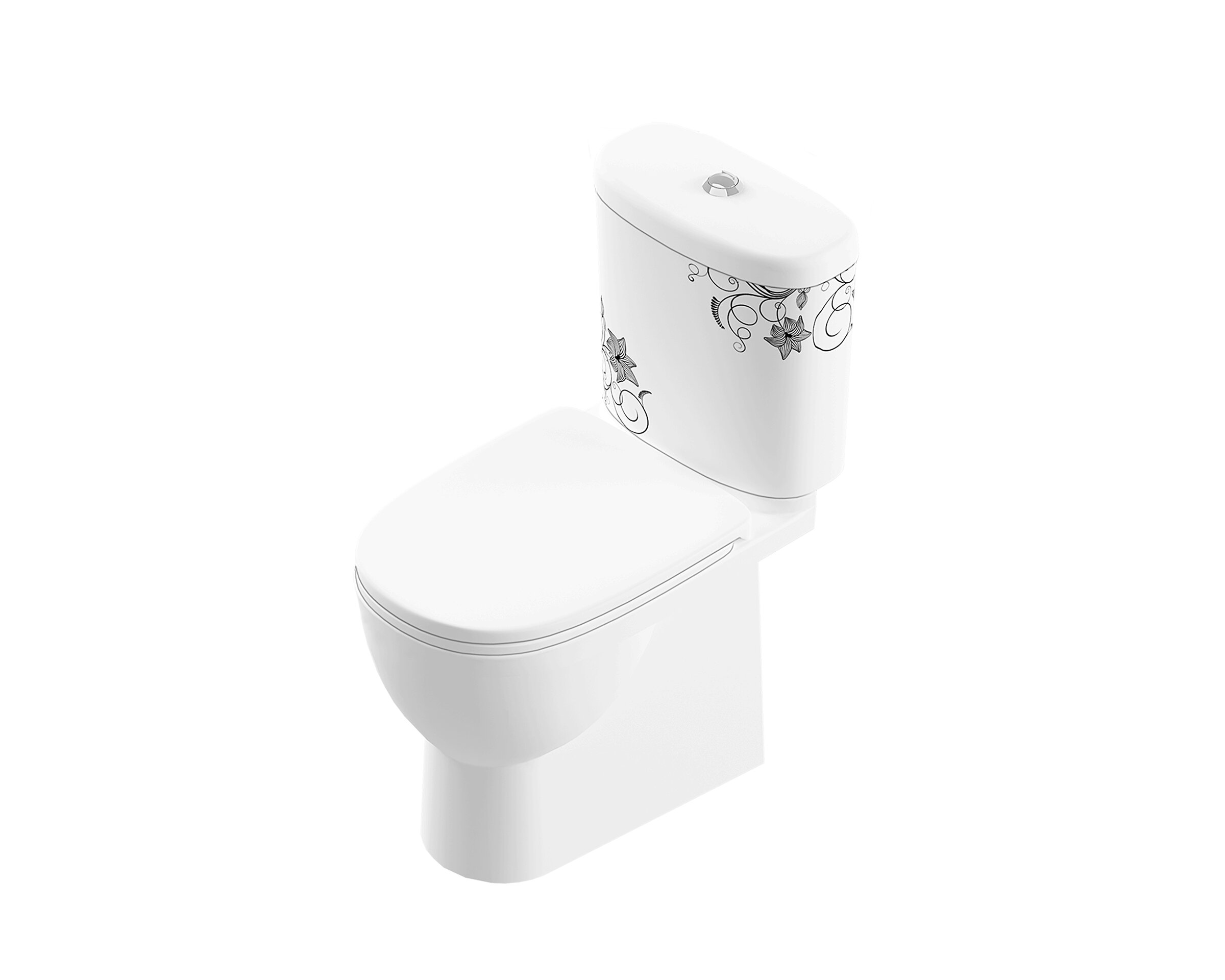 Изображение товара Напольный унитаз Sanita Luxe ArtFlora с крышкой микролифт