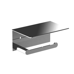 Изображение товара Держатель для туалетной бумаги Nofer Verona 16876.B, с полкой, цвет нержавеющая сталь глянцевая