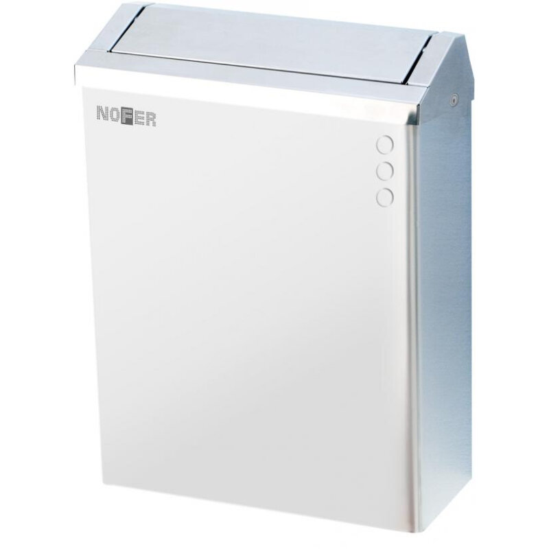 Изображение товара Контейнер для мусора Nofer 23 л из нержавеющей стали настенный белый