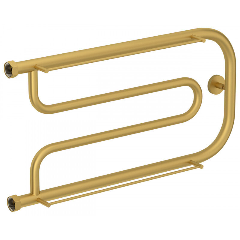 Изображение товара Водяной полотенцесушитель Сунержа Гусли+ с 2 полками, высота 32 см, ширина 65 см, золото