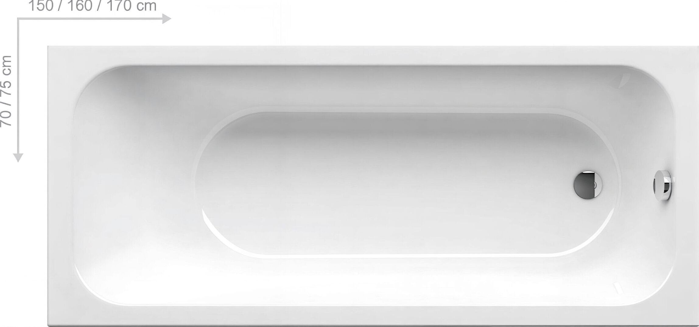Изображение товара Ванна прямоугольная Ravak Chrome 170x75 C741000000 белая Изображение товара Ванна прямоугольная Ravak Chrome 170x75 C741000000 белая
