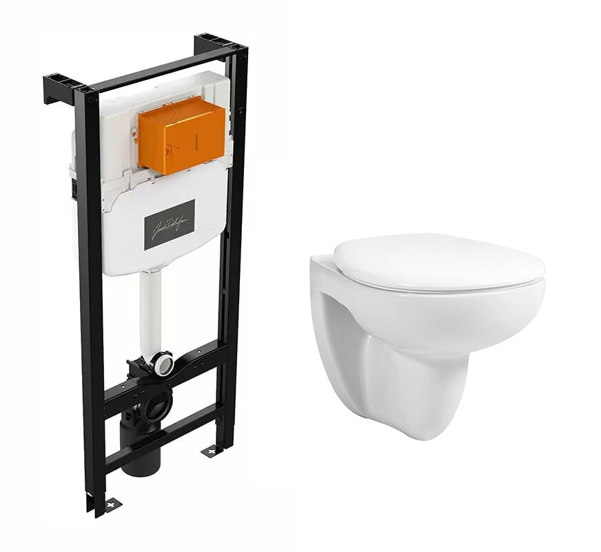 Изображение товара Инсталляция Jacob Delafon c безободковым унитазом Aquatek Каир, микролифт, белая