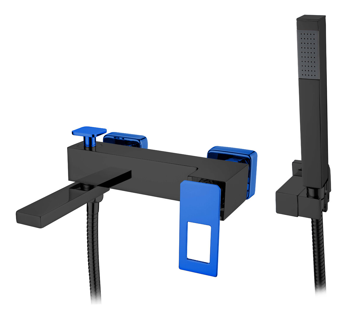 Изображение товара Смеситель Boheme Q 143-BUW для ванны и душа с душевым гарнитуром, черный/синий