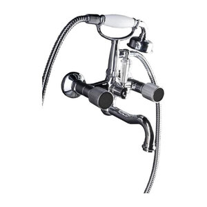 Изображение товара Смеситель Boheme Royal Crystal для ванны и душа, с душевым гарнитуром, цвет хром, с черными кристаллами, 273-Royal/CRST black