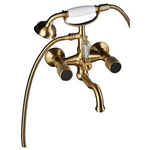 Изображение товара Смеситель Boheme Royal Crystal для ванны и душа, с душевым гарнитуром, цвет бронза, с черными кристаллами, 313-Royal/CRST black