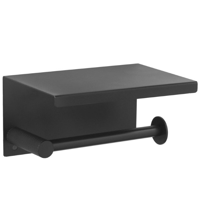 Изображение товара Держатель туалетной бумаги Boheme Uno с полкой черный 10971-B