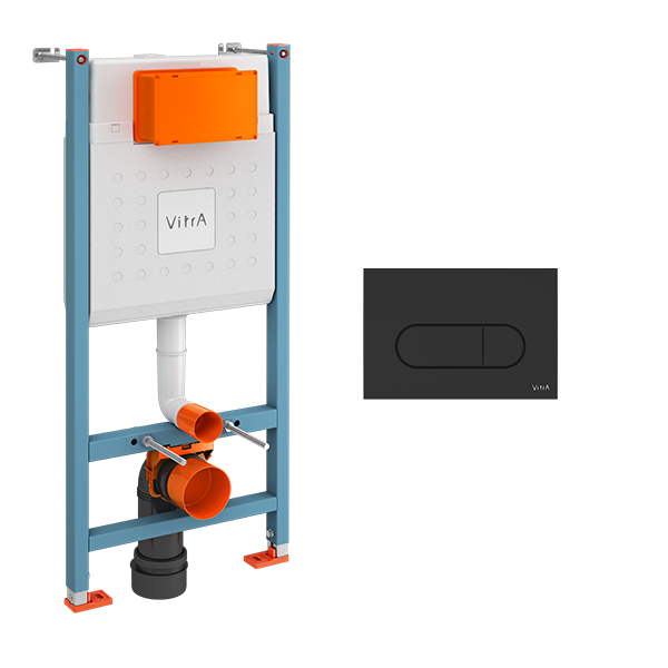 Изображение товара Инсталляция для унитаза Vitra V-Fix core с клавишей Root R черный матовый