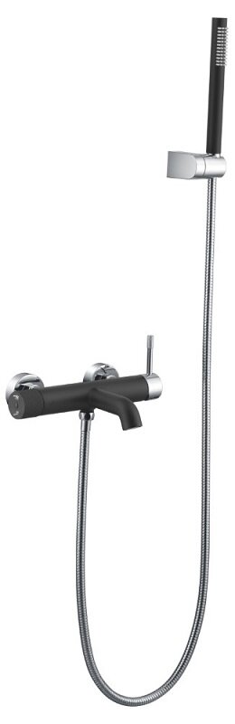 Изображение товара Смеситель для ванны и душа Boheme Uno, с душевым гарнитуром, черный/хром, 463-BCR