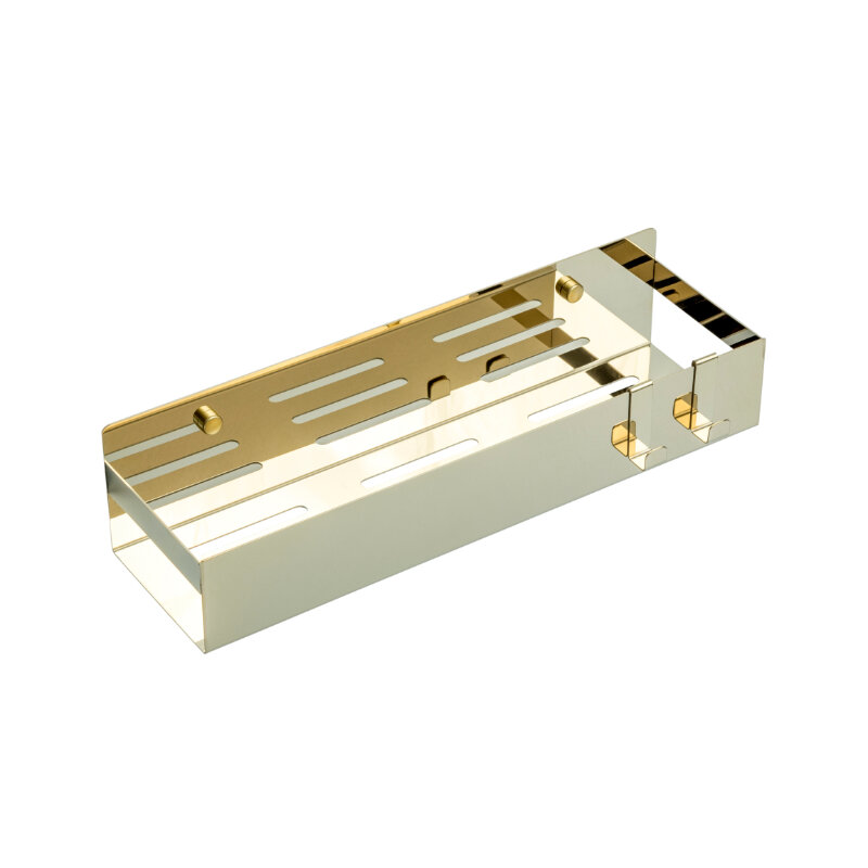 Изображение товара Полка Boheme Q 35 см с двумя крючками из латуни в золотом цвете