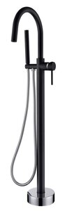 Изображение товара Напольный смеситель Boheme Uno с душевым гарнитуром черный хром 469-BCR