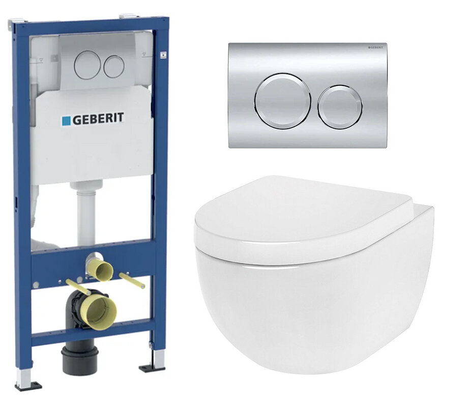 Изображение товара Инсталляция Geberit Duofix Delta с клавишей Delta 20 хром и подвесным унитазом AM.PM Awe