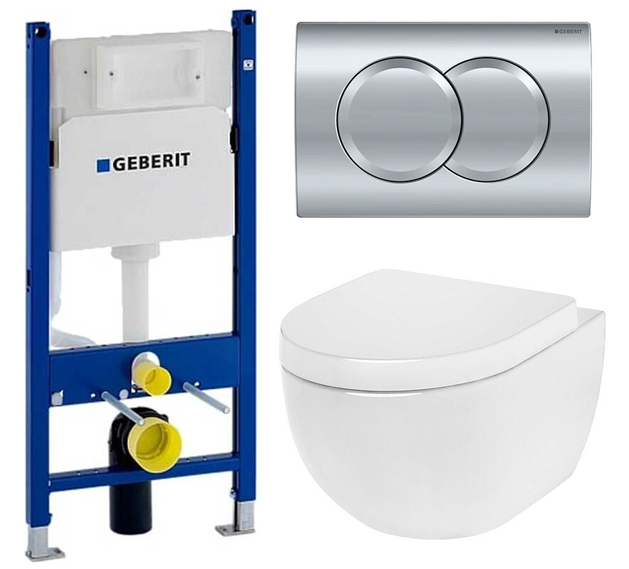 Изображение товара Инсталляция Geberit Duofix Delta с унитазом AM.PM Awe C111738WH, микролифт, скрытая установка