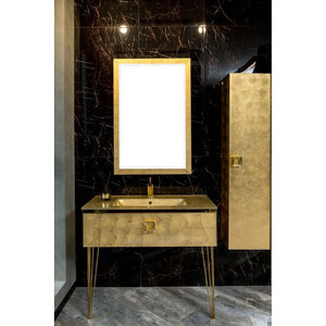 Изображение товара Тумба под раковину Armadi Art Lucido 100 см напольная золото Италия