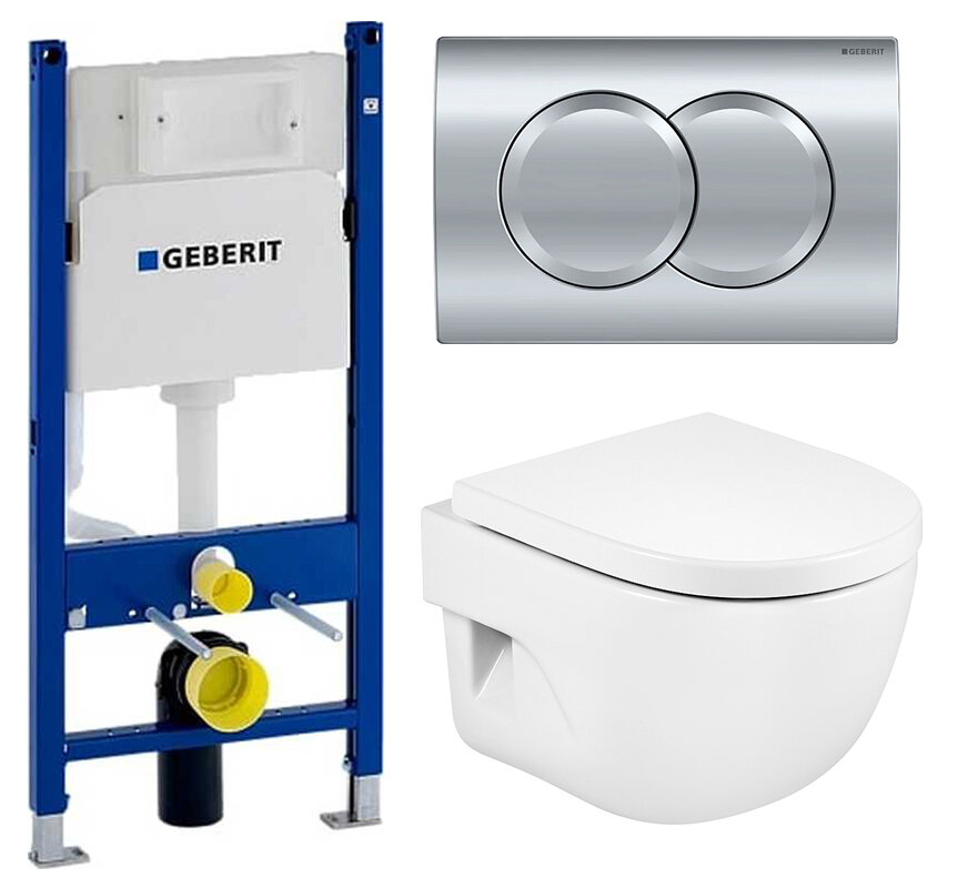 Изображение товара Инсталляция Geberit Duofix Delta с безободковым унитазом Roca Meridian-N Compact и крышкой микролиф