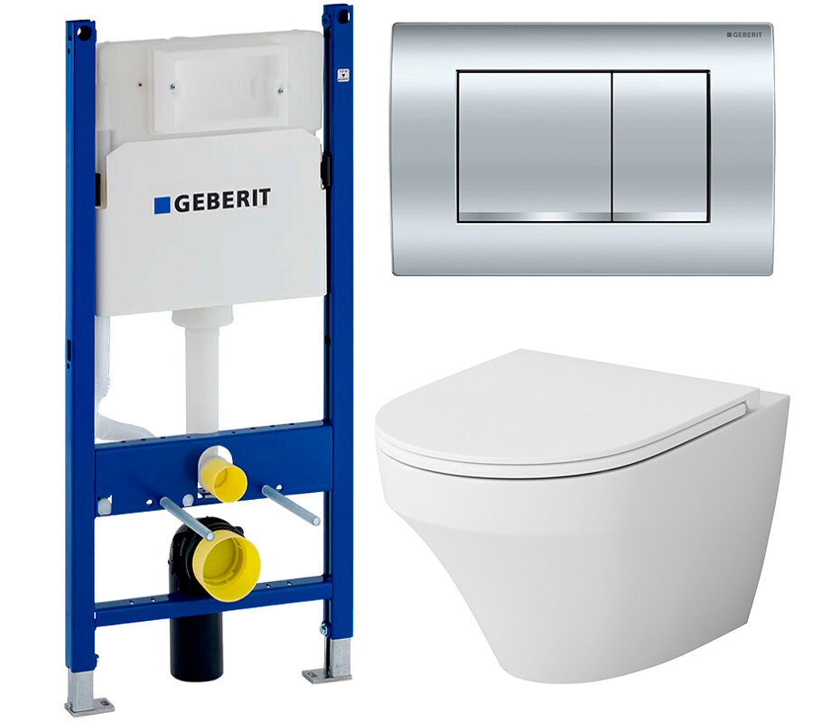 Изображение товара Инсталляция Geberit Duofix Delta с безободковым унитазом Am.Pm Inspire C501700WH и крышкой микролиф