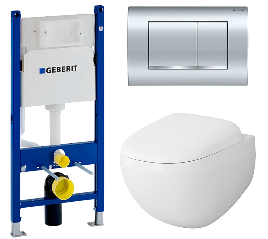Изображение товара Инсталляция Geberit Duofix Delta с безободковым унитазом Am.Pm Sensation C301700WH