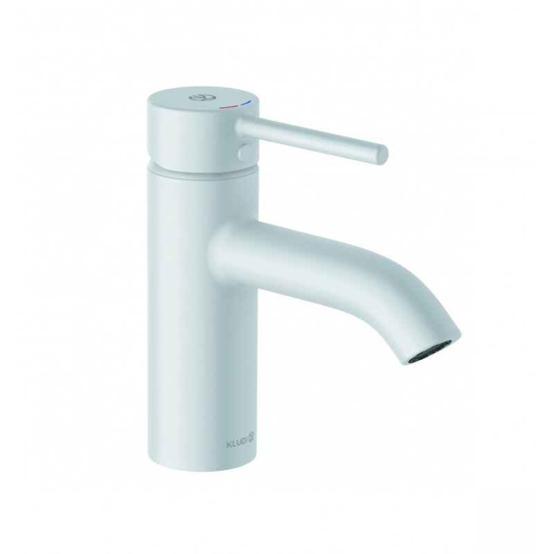 Изображение товара Смеситель для раковины Kludi Bozz с донным клапаном, белый матовый