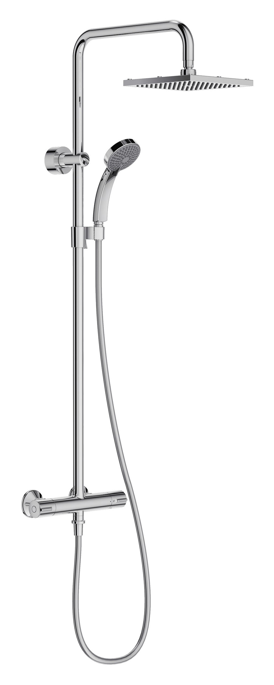 Изображение товара Душевая система Jacob Delafon July E5523-CP с термостатическим смесителем, верхний душ квадратный