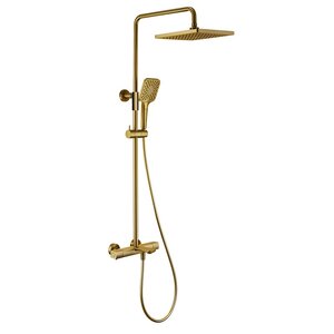 Изображение товара Душевая система Vincea Next VSFS-1N1TBG, термостатическая, верхний душ 25 х 25 см, брашированное золото