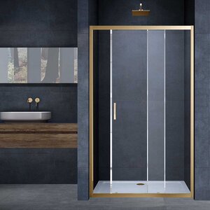 Изображение товара Душевая дверь Vincea Alpha 120 см, стекло прозрачное, профиль золото брашированное, VDS-3AL120CLG