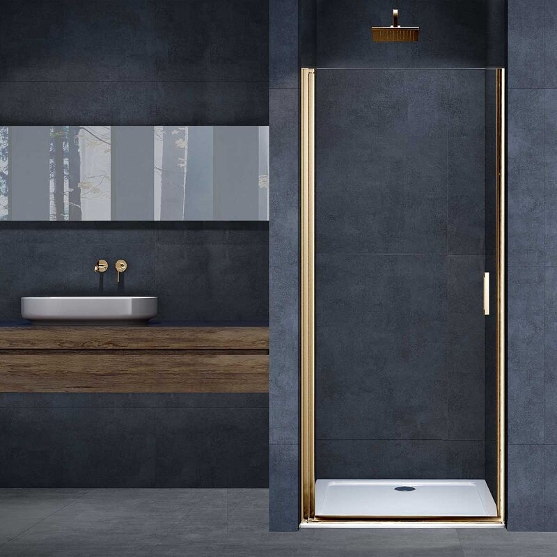 Изображение товара Душевая дверь Vincea Alpha 70 см стекло прозрачное профиль золото брашированное