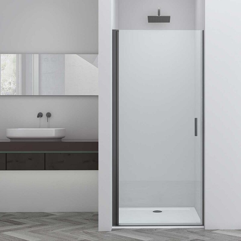 Изображение товара Душевая дверь Vincea Alpha 80 см, стекло прозрачное, профиль воронёная сталь, gunmetal, VDP-3AL800CLGM